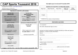 Formulaire CAP SPORTS TOUSSAINT 2016