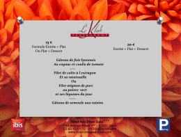 menu de la semaine - Hôtel Dijon Ibis Gare