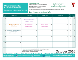 October 2016 Workshop Schedule