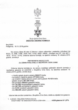 privremene rezultate - Državna izborna komisija