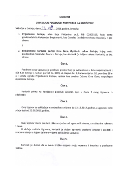 Page 1 UGOVOR o DAVANJU POSLOVNIH PROSTORIJA NA
