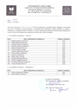 Page 1 UNIVERZITET CRNE GORE L FAKULTET ZA TURIZAM I