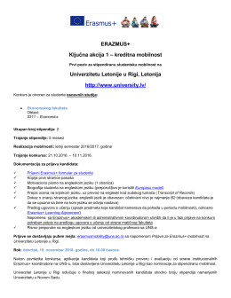 ERAZMUS+ Ključna akcija 1 – kreditna mobilnost Univerzitetu