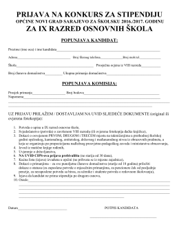 prijava na konkurs za IX razred
