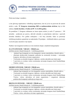 Ponuda za sponzore IV Kongres stomatologa BiH