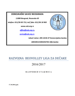 bilten 01 raspored utakmica razvojna beovolley liga 2016-2017