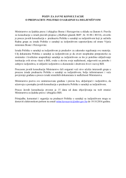 POZIV ZA JAVNE KONSULTACIJE O PREDNACRTU POLITIKE O