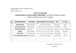 Распоред консултација са запосленим студентима