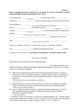 ANEKS 3 Izjava o ispunjenosti uvjeta iz člana 47. stav (1) tačaka od
