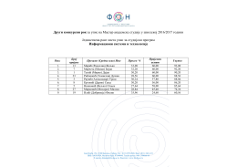 Други конкурсни рок за упис на Мастер академске студије у