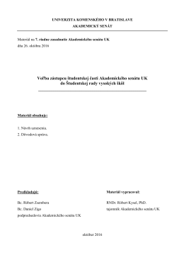 Voľba zástupcu študentskej časti Akademického senátu UK do