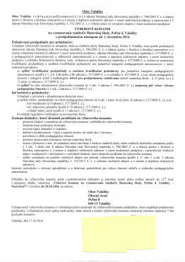 Page 1 Obec Valaliky Obec Valaliky v y h I a su je podľa ustanovení