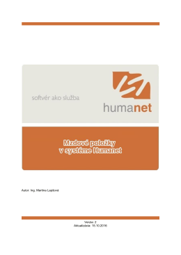 Autor: Ing. Martina Lap&scaron;ov&aacute; Verzia: 2 Aktualiz&aacute;cia: 15.10