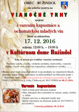 Vianočné trhy - Obec Ružindol
