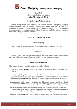 NÁVRH Všeobecne záväzné nariadenie obce Motyčky č. 1 /2016 o