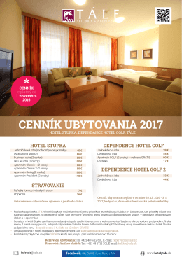 cenn&iacute;k ubytovania 2017