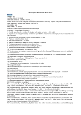 Okresnê súd Bratislava I 0 Nové zápisy R146379 ODDIEL