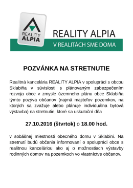 pozvánka na stretnutie