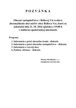 POZV &Aacute; NKA - Obec Bellova Ves