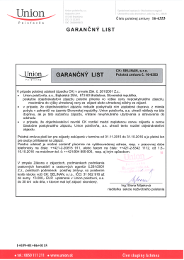 garančn&yacute; list