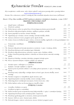 Denné menu - Reštaurácia Trenčan