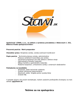 Stawi, s.r.o. hľadá Technika