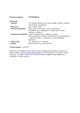 Pracovné miesto : ETNOGRAF