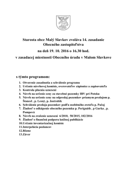 Pozvánka na 14. zasadanie OZ