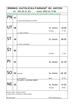 PN 17 UT 18 ST 19 ŠT 20 PI 21 NE 23