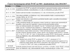 &Scaron;VOČ 2016/17 - časov&yacute; harmonogram