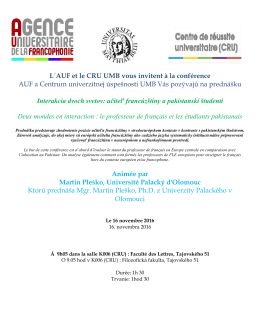 L´AUF et le CRU UMB vous invitent ŕ la conférence AUF a Centrum