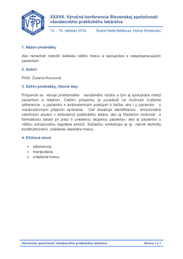 Stiahnuť abstrakt - XXXVII. V&yacute;ročn&aacute; konferencia SSVPL