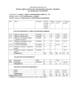 Š T U D I J N Ý P L Á N Fakulty aplikovaných jazykov Ekonomickej