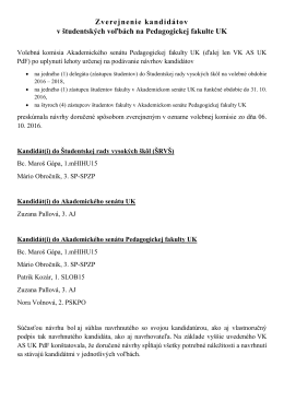 Zverejnenie kandidátov v študentských voľbách na Pedagogickej
