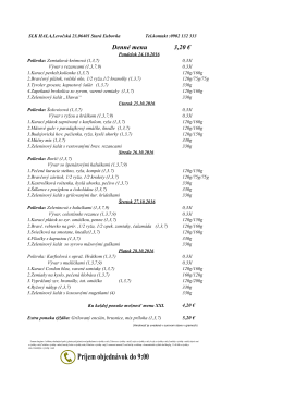 Jedálny lístok na tento týždeň - SLK