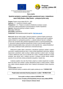 Spoločné zariadenia a opatrenia Projektu