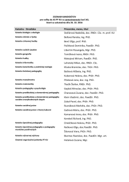 Zoznam kandid&aacute;tov pre voľby do AS PF KU za zamestnaneck&uacute; časť
