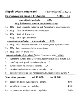 Slepačia s rezancami ( samostatná)1.30,- 1 Brokolicová