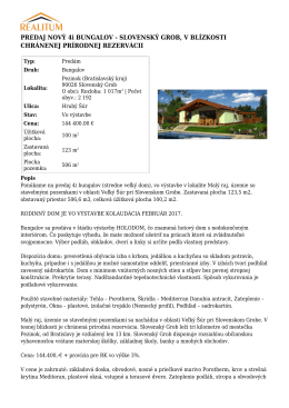 PREDAJ NOV&Yacute; 4i BUNGALOV - SLOVENSK&Yacute; GROB