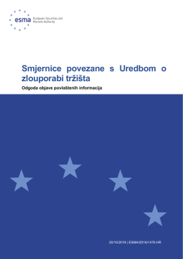 Smjernice povezane s Uredbom o zlouporabi tržišta - Esma