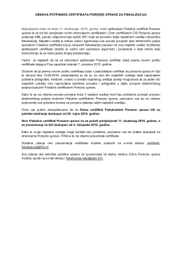 OBNOVA POTPISNOG CERTIFIKATA POREZNE