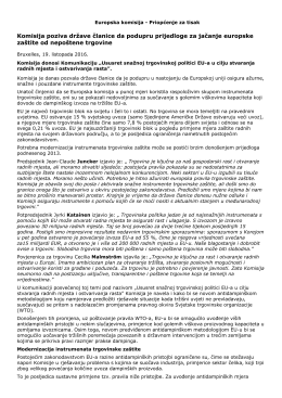 Komisija poziva države članice da podupru prijedloge za