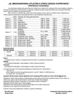 &bdquo;38. MEĐUNARODNA ATLETSKA UTRKA GRADA KOPRIVNICE&ldquo;