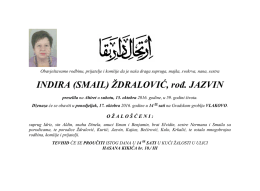 INDIRA (SMAIL) ŽDRALOVIĆ, rođ. JAZVIN
