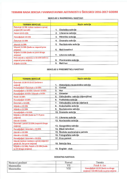 Page 1 TERMINI RADA SEKCIJA I VANNASTAVNIH AKTIVNOSTI U