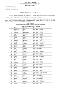 Obavijest - FSB - Sveučili&scaron;te u Zagrebu