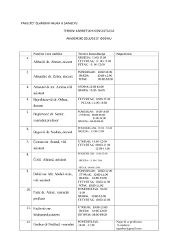 FAKULTET ISLAMSKIH NAUKA U SARAJEVU TERMINI