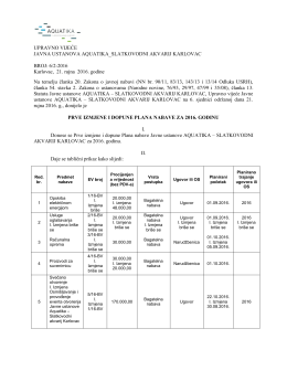 prve izmjene i dopune plana nabave aquatika 2016