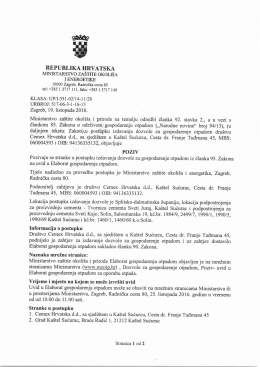 Poziv na uvid u elaborat - Ministarstvo zaštite okoliša i prirode