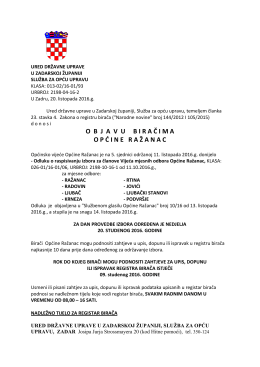 Objava biračima općine Ražanac
